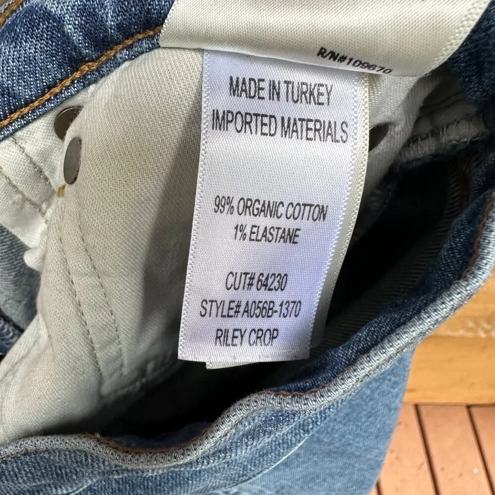 Agolde Riley Crop Button Fly High Waist Straight Leg Blue Jeans Size 28 - Picture 12 of 16
